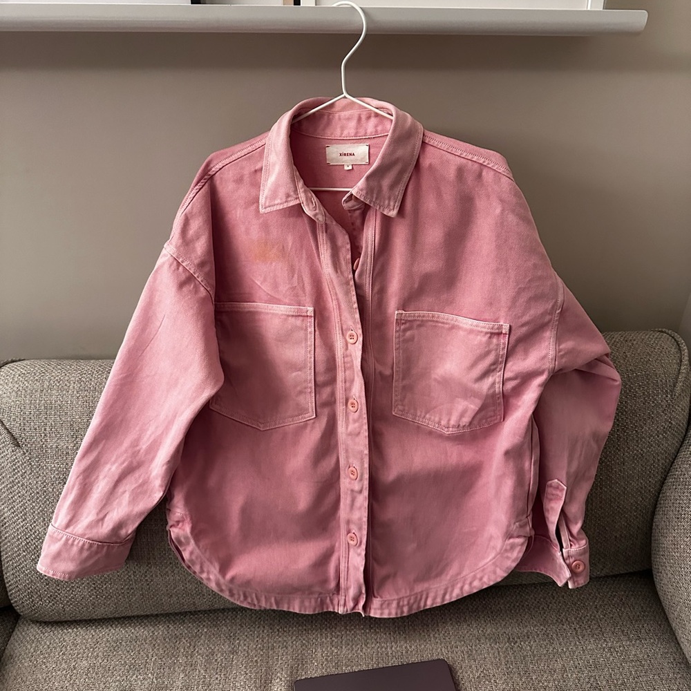 XiRENA Beckham Overshirt Button Down Soft Pink Collared Shirt